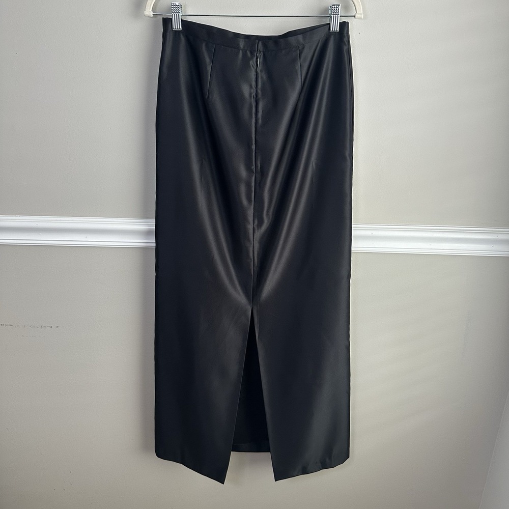 VTG Tadashi Black Satin Maxi Skirt Evening Formal 8 USA Gala Glam Cocktail Party - Picture 4 of 9
